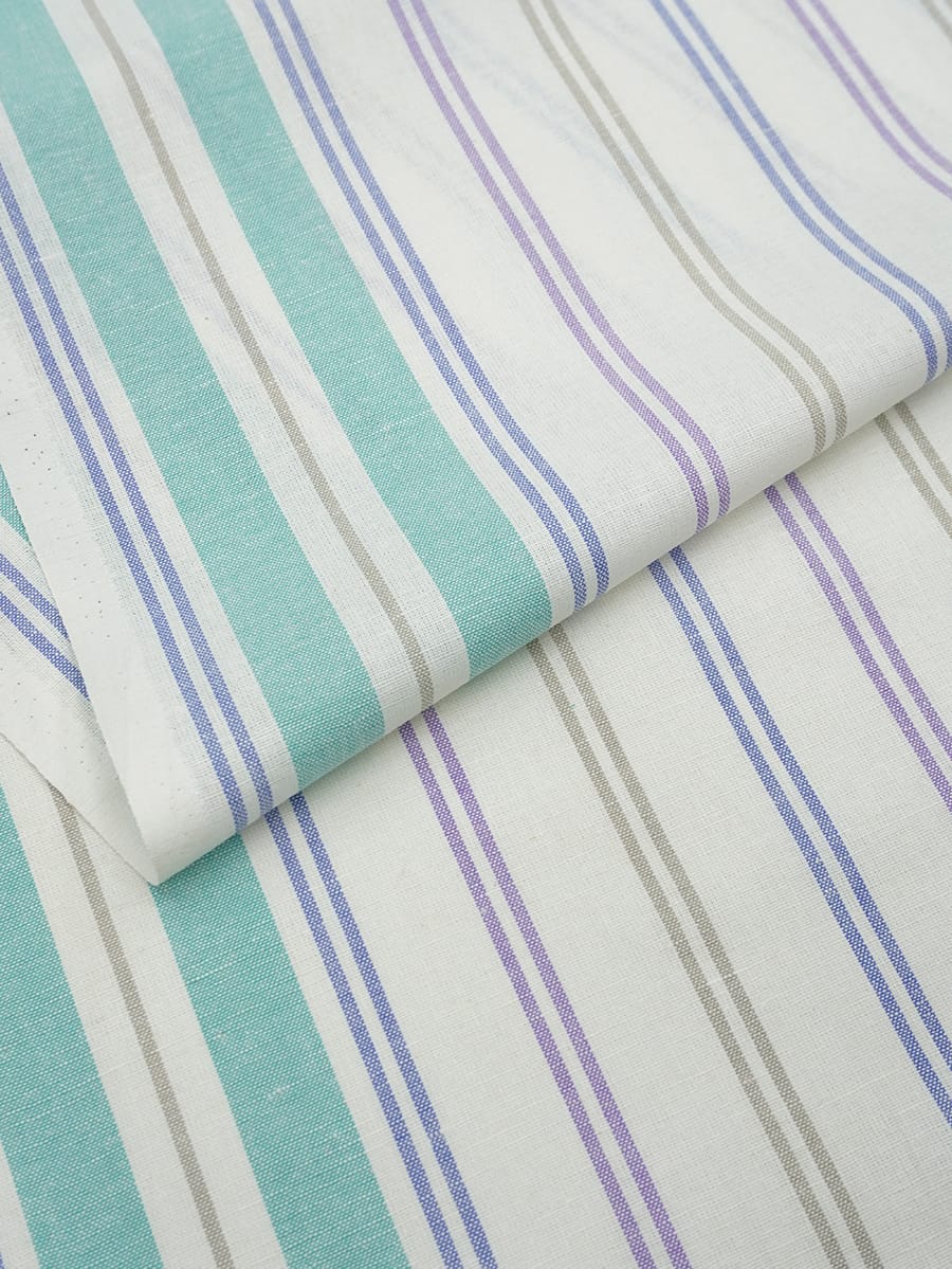 Холст полотенечный "Полоска" цв.мятный/синий/сиреневый, ш.0.5м, лен-30%, хл-70%, 140гр/м.кв
