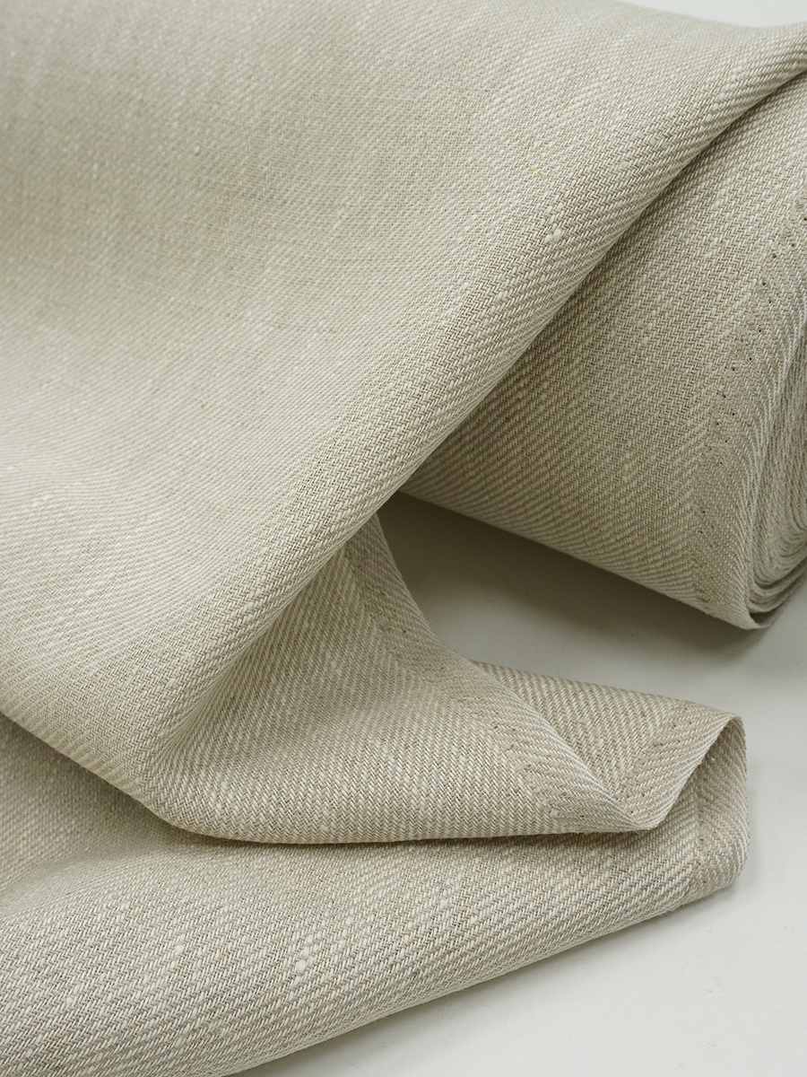 Льняная саржа цв.Натуральный, ш.1.5м, лен-100%, 290гр/м.кв