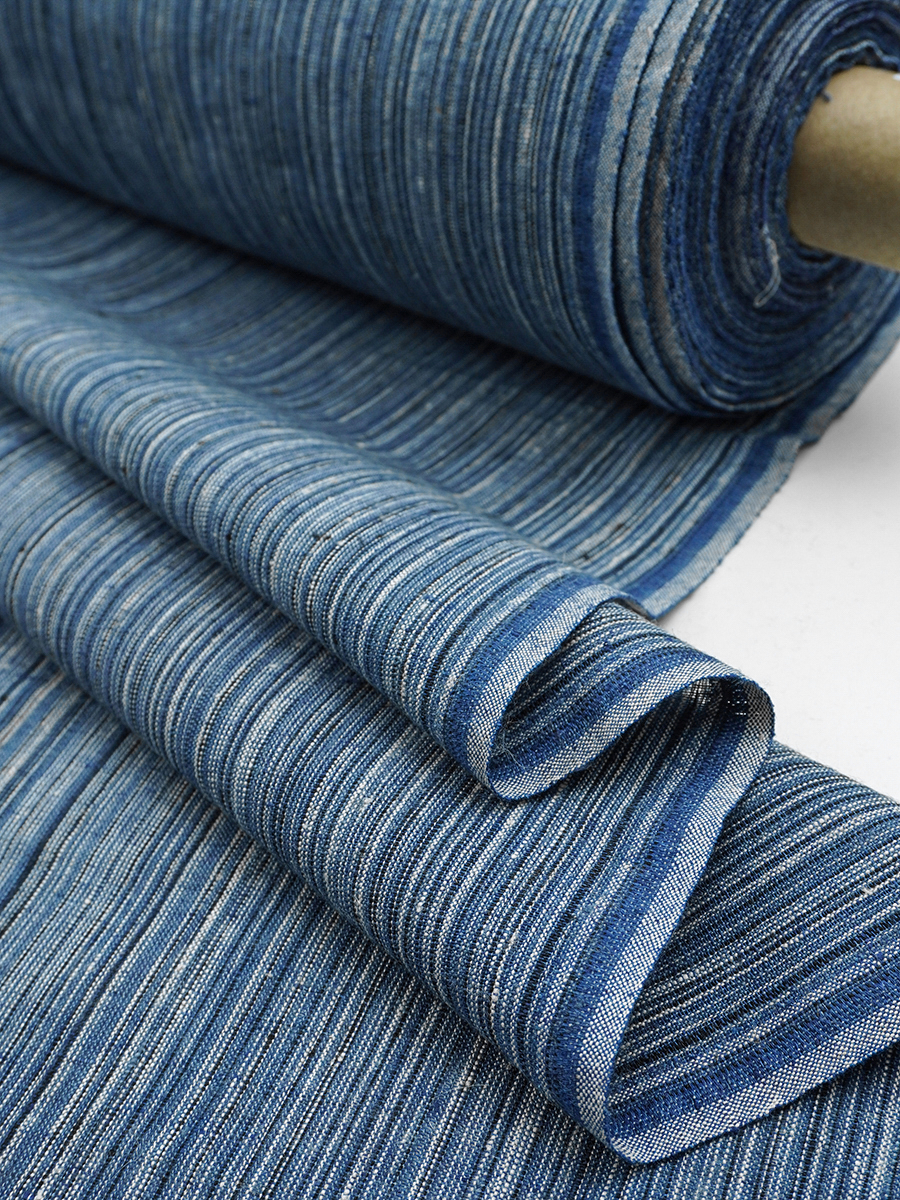 Лен пестротканый "Джинсовый меланж - полоска", ш.1.6м, лен-100%, 170гр/м.кв