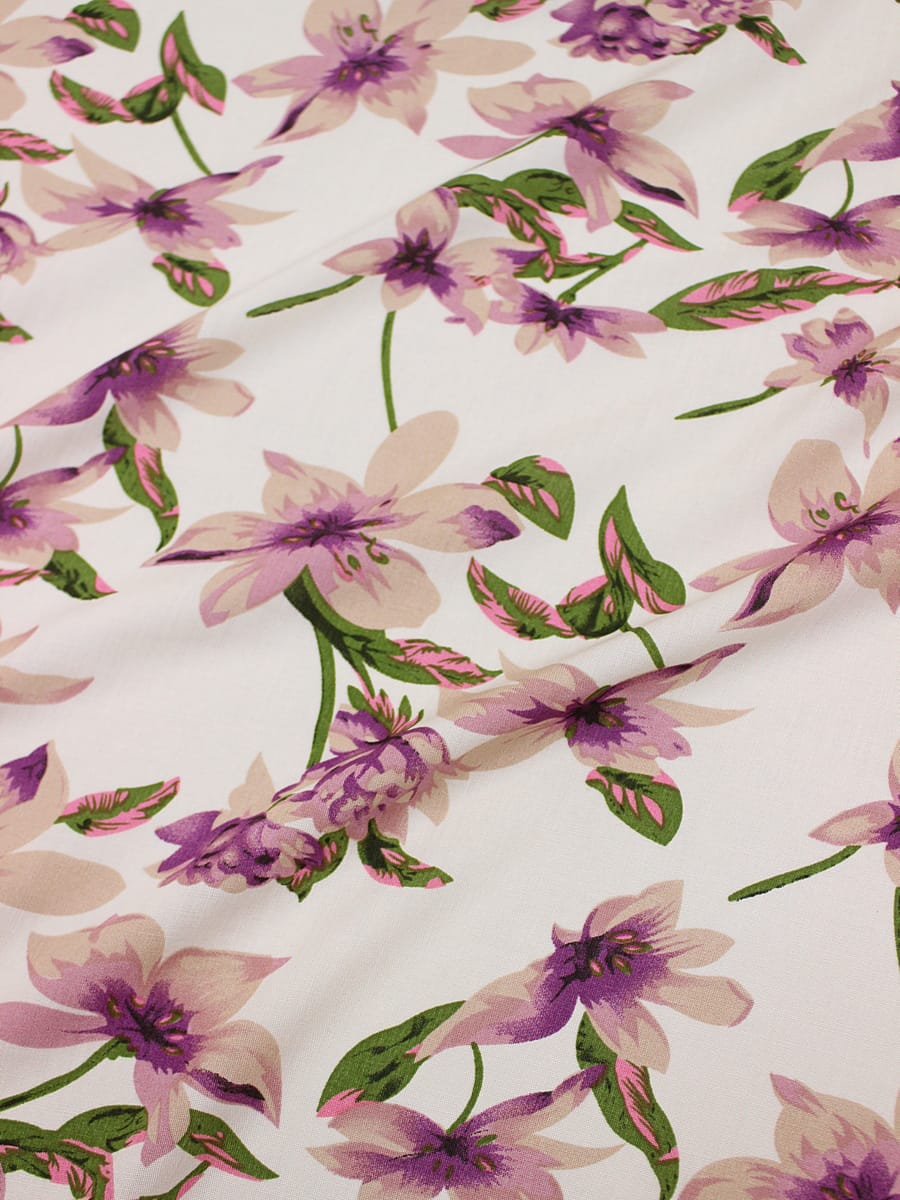 Штапель "Сладкое благоухание" цв.св.топленое молоко, ш.1.46м, вискоза-100%, 90гр/м.кв 