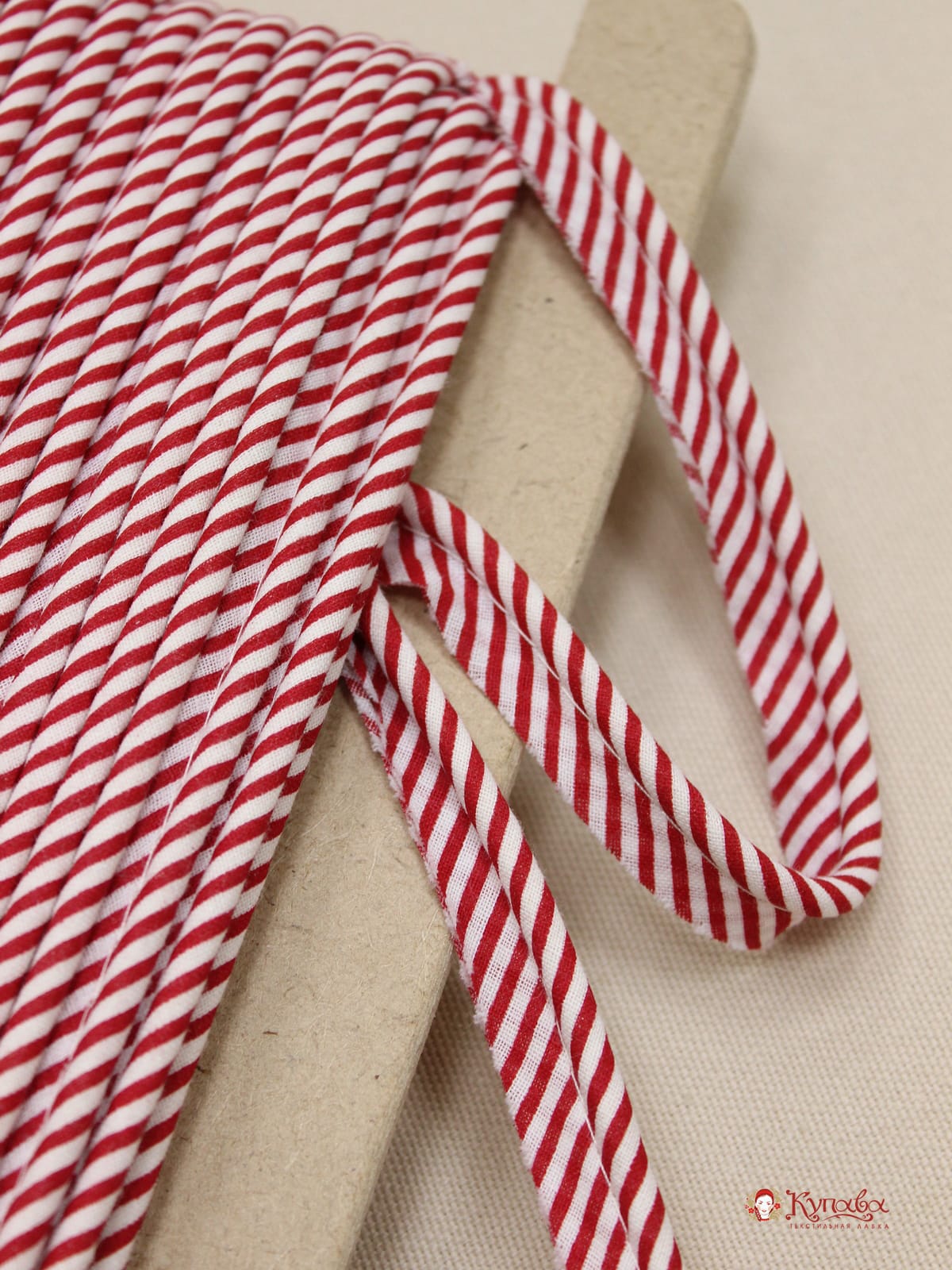 Кант отделочный (узкая полоска) цв.темно-красный, ш.15мм/5мм, хлопок-100%