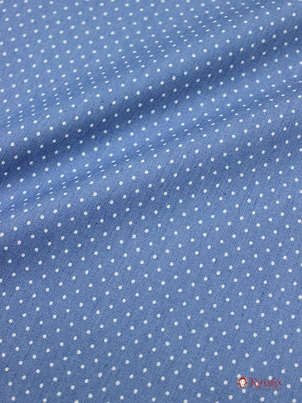 Джинсовая ткань "Очень мелкий горох на голубой джинсе", ш.1.48м, хлопок-85%,п/э-15%, 140гр/м.кв