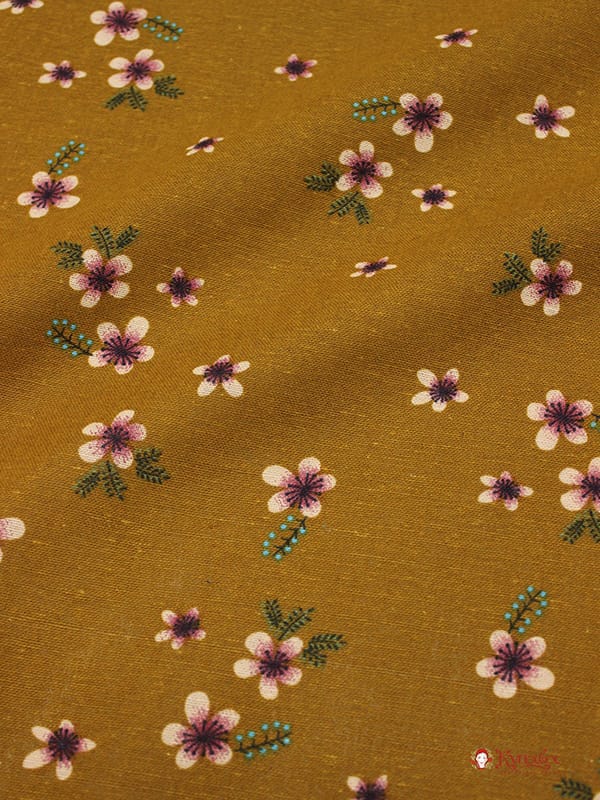 Мерный лоскут(ткань в отрезах) - Хлопколен "Марта" цв.горчичный, ш.1.48м, хл-80%, лен-20%,145гр/м.кв