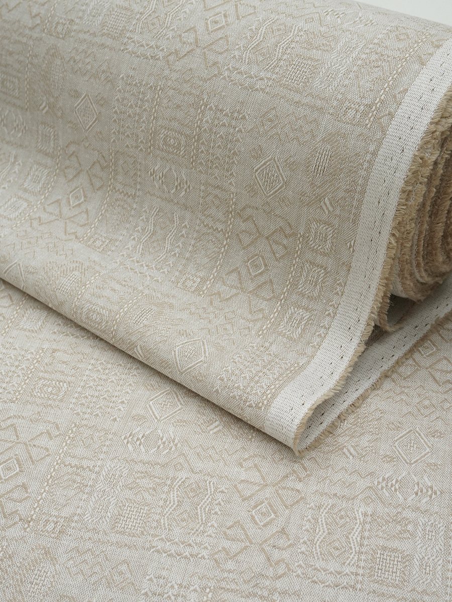 Полулен жаккард "Египет" цв.бежевый, ш.1.55м, лен-42%, хлопок-58%, 180гр/м.кв