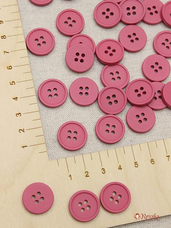 Пуговица пластмасса, цв.винтажная роза, 17мм, 4 отверстия