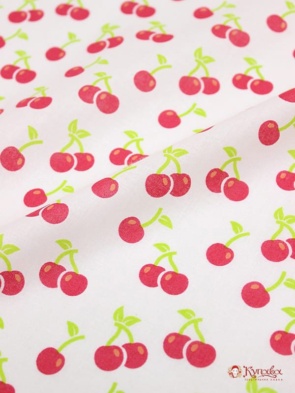 Перкаль "Вишенки", ш.1.5м, хлопок-100%, 105гр/м.кв