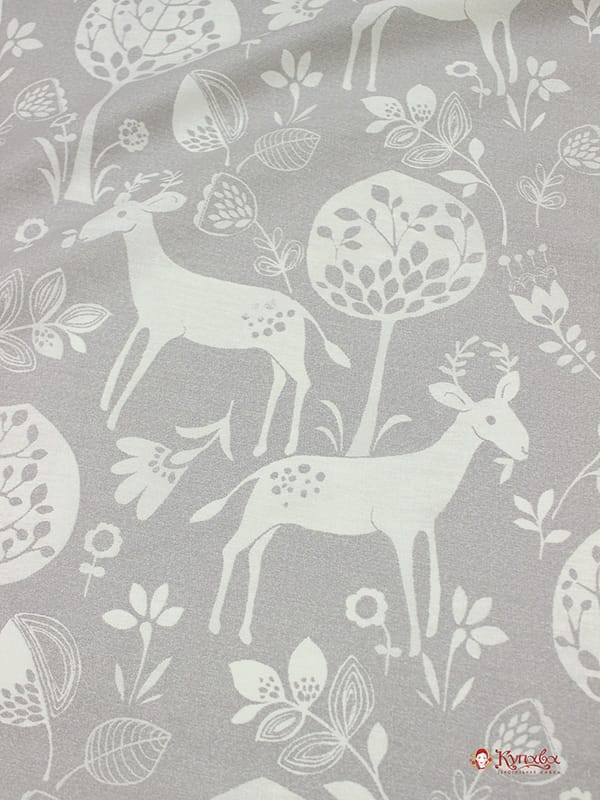 Перкаль "Лес чудес" цв.серо-бежевый, (комп), ш.2.2м, хлопок-100%, 110гр/м.кв