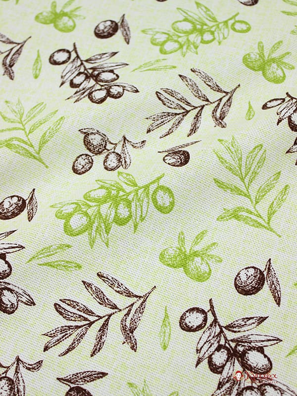 Рогожка "Коричневые/салатовые оливки", ш.1.50м, хлопок-100%, 165гр/м.кв
