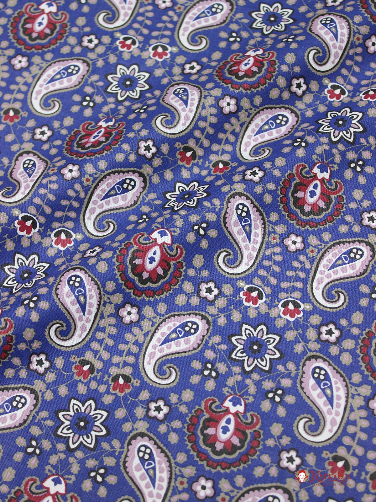 Бязь "Барановские мотивы на синем", ГОСТ, шир.1.5м, хлопок-100%, 142гр/м.кв