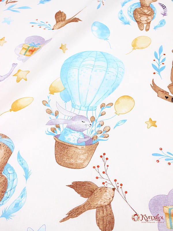 Бязь "Мечтатели-сказочные звери", (комп), ш.1.5м, хлопок-100%, 120гр/м.кв