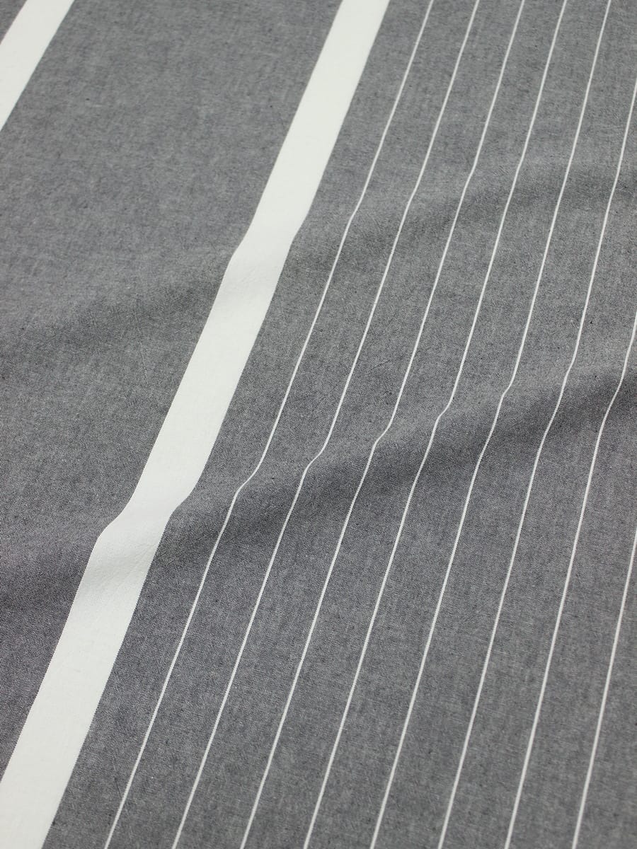 Вареный (стираный) хлопок "Полосы (цв.молочный) на т.сером меланже", ш.2.5м, хл-100%, 115гр/м.кв