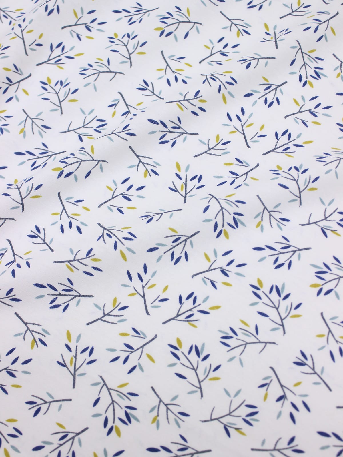 Трикотаж Кулир.гладь "Декоративные веточки-горчичные листочки", ш.1.96м(0.98м*2,чулок),Карде,хл-100%