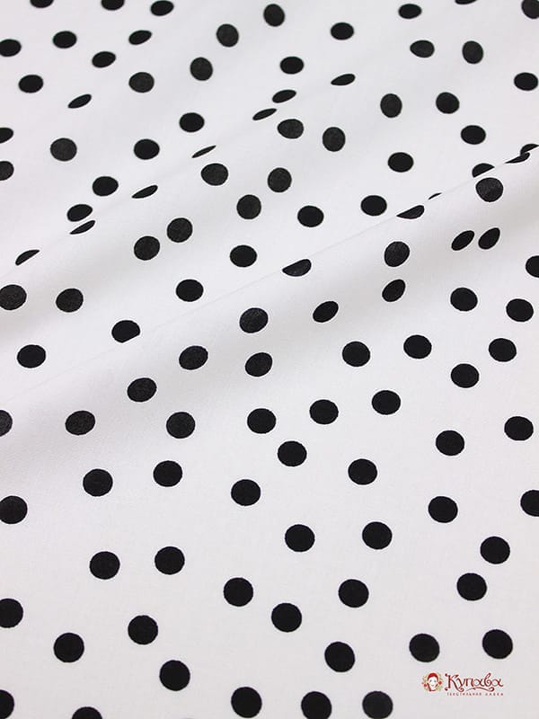 Штапель "Россыпь черного гороха (7мм)" цв.белый, СОРТ2, ш.1.43м, вискоза-100%, 90гр/м.кв
