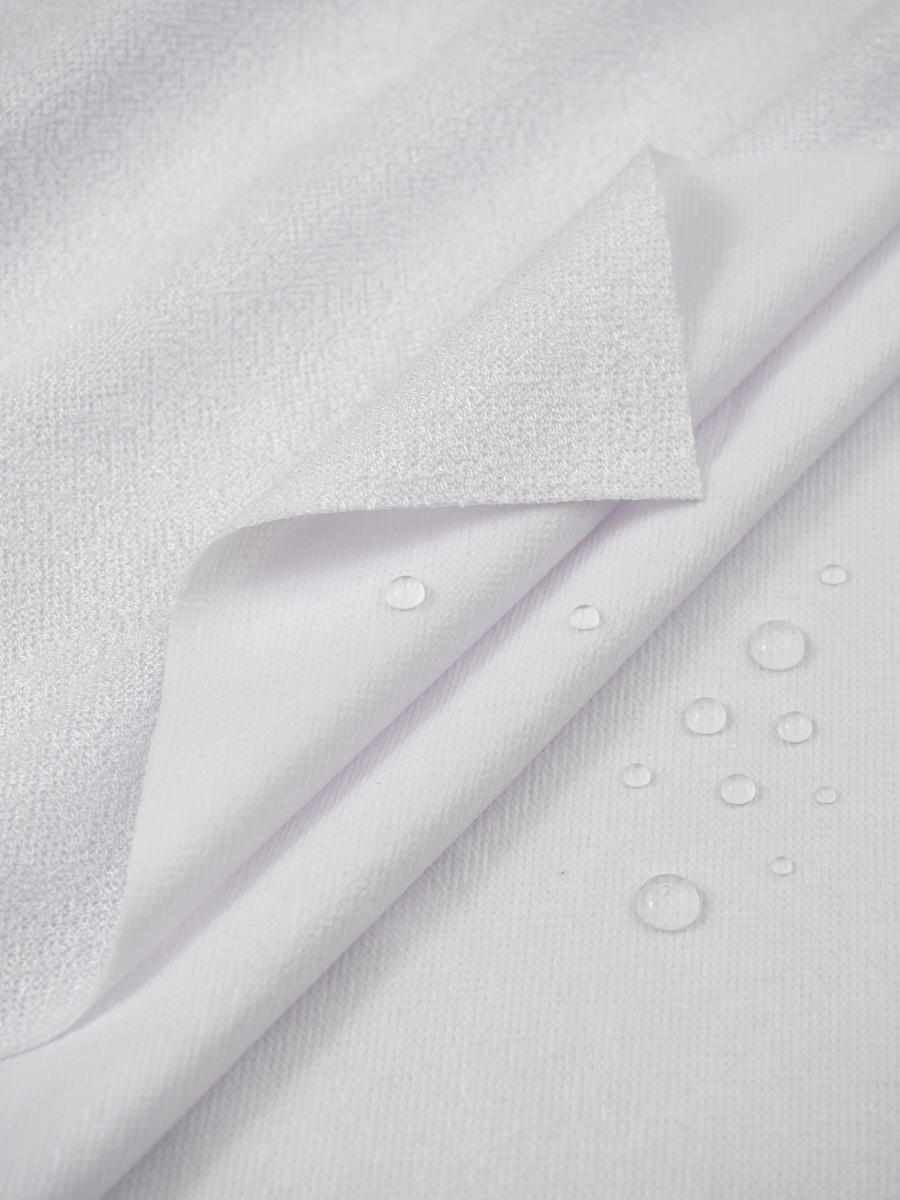 Мулетон махровая непромокаемая ткань на основе ПУ, цв.Белый, ш.2.1м, хлопок-100%, 180гр/кв.м