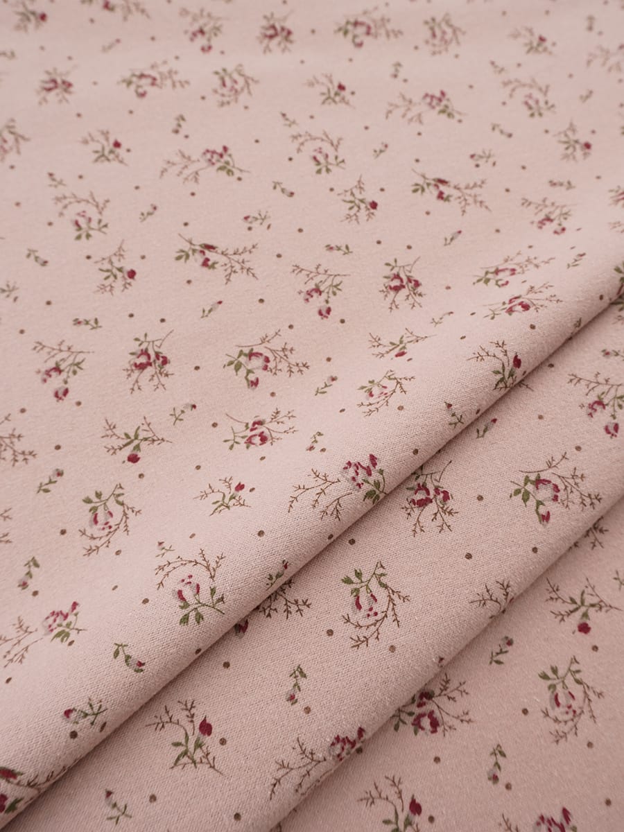 Теплый хлопок "Нежные бутончики" цв.темно-бежевый, ш.1.5м, хлопок-100%, 150гр/м.кв