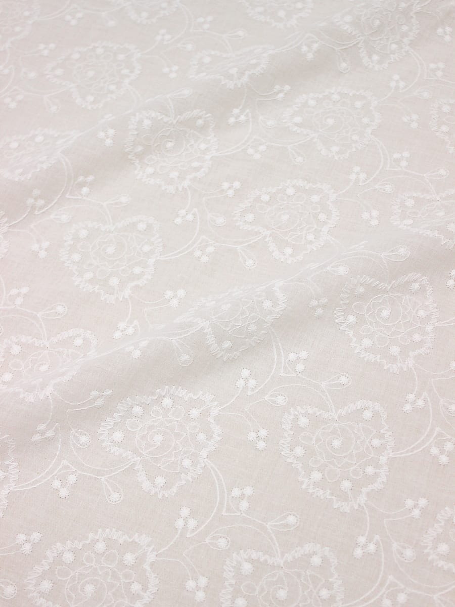 Мерный лоскут( ткань в отрезах) Шитье "Веерок" цв.молочно-белый, ВИД2, ш.1.36м, батист, хлопок-100%, 80гр/м.кв