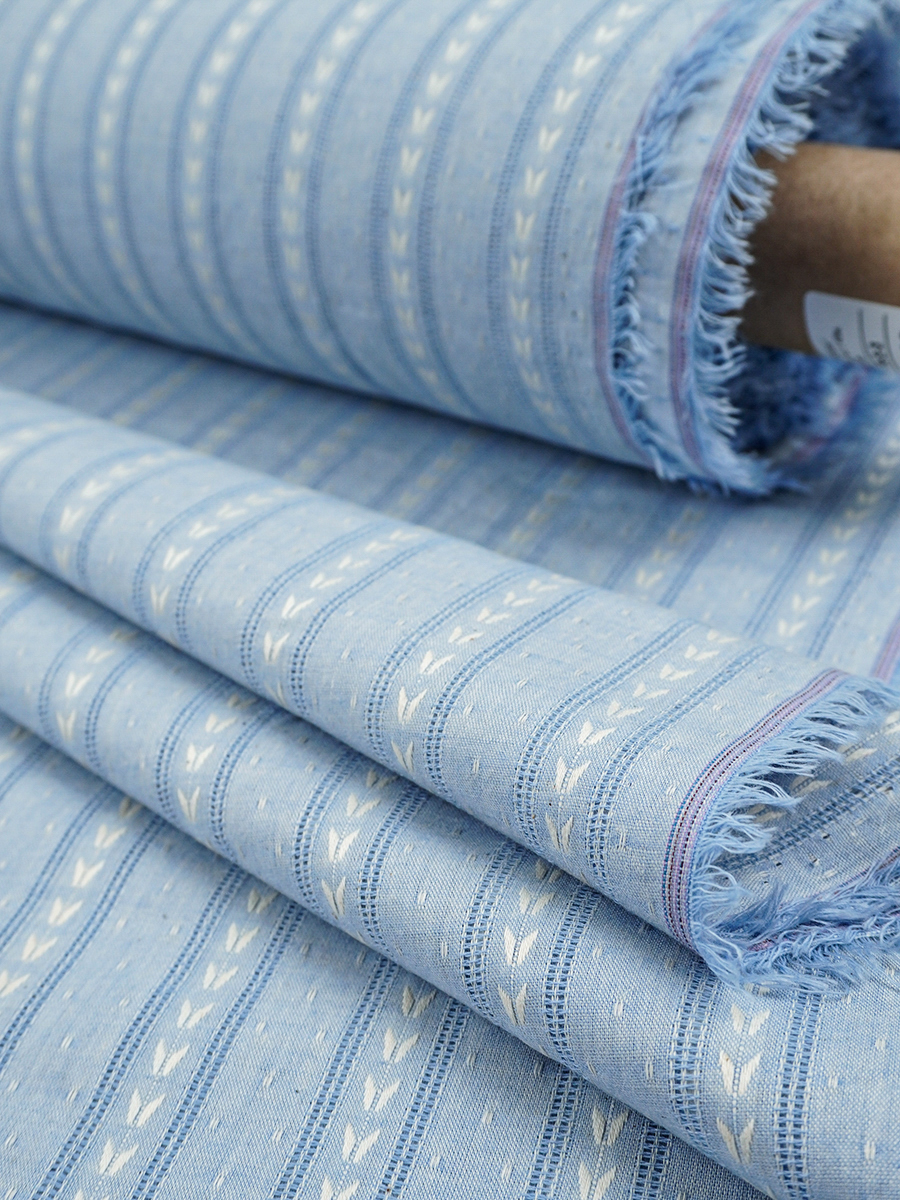 Фактурный хлопок "Колосок" цв.небесно-голубая дымка, ш.1.45м, хл-100%, 100гр/м.кв