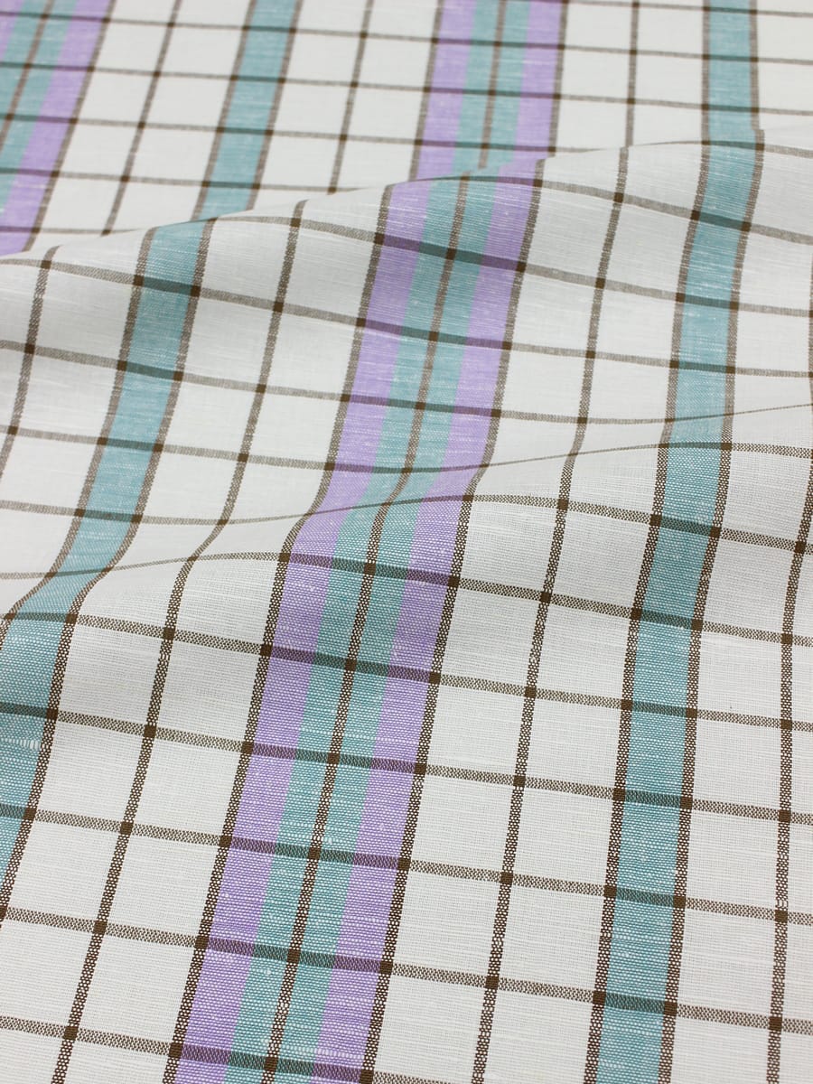 Холст полотенечный "Клетка" цв.сиреневый/мятный, ш.0.5м, лен-30%, хл-70%, 140гр/м.кв