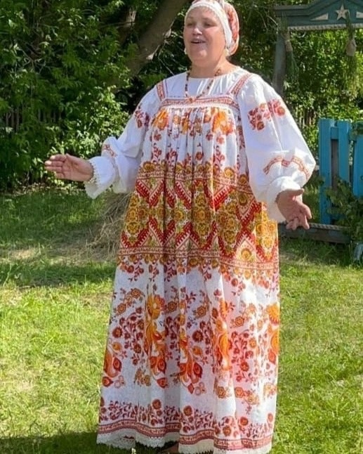 Взрослые и детские сарафаны из рогожки "Сказочная птица"