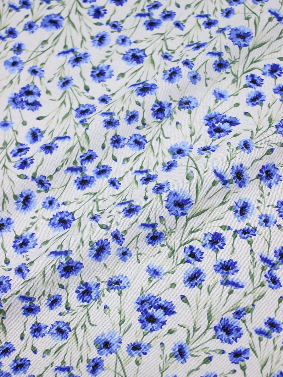 Полулен "Душистые васильки", ш.1.5м, хлопок-70%, лен-30%, 140гр/м.кв