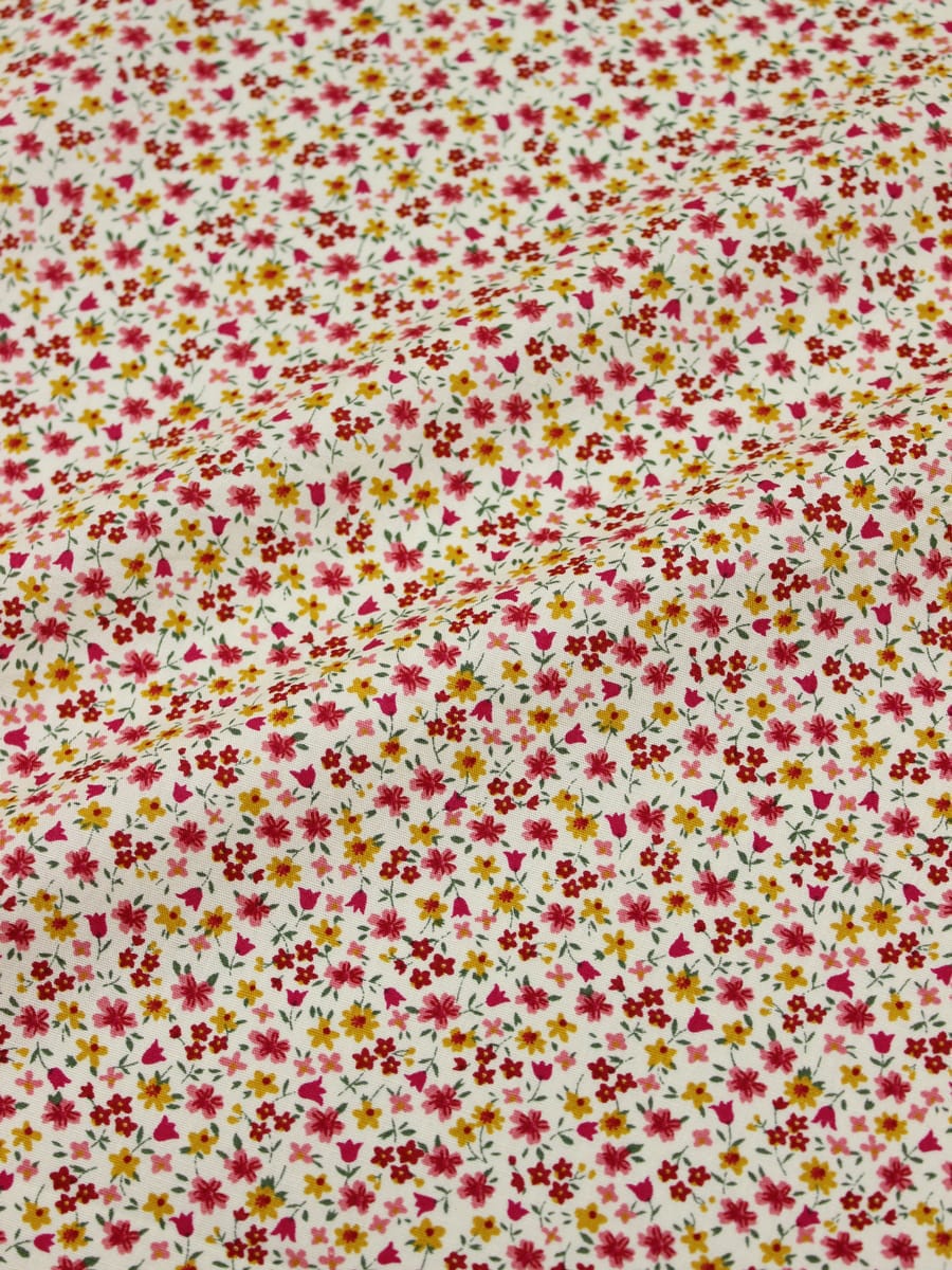 Импорт. хлопок "Цветочные огоньки", цв.малиновый, ш.1.46м, хлопок-100%, 100гр/м.кв