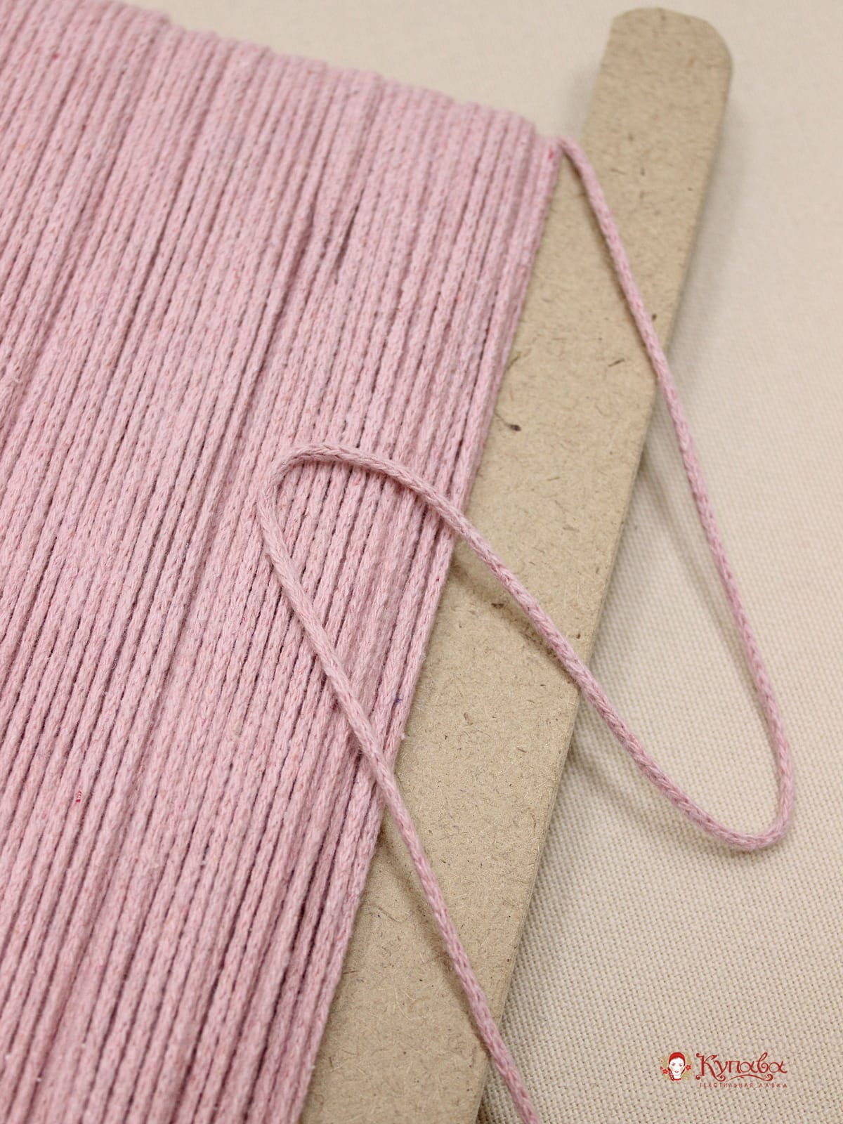 Шнур цв.светло-розовая дымка, 3мм, хлопок-100%