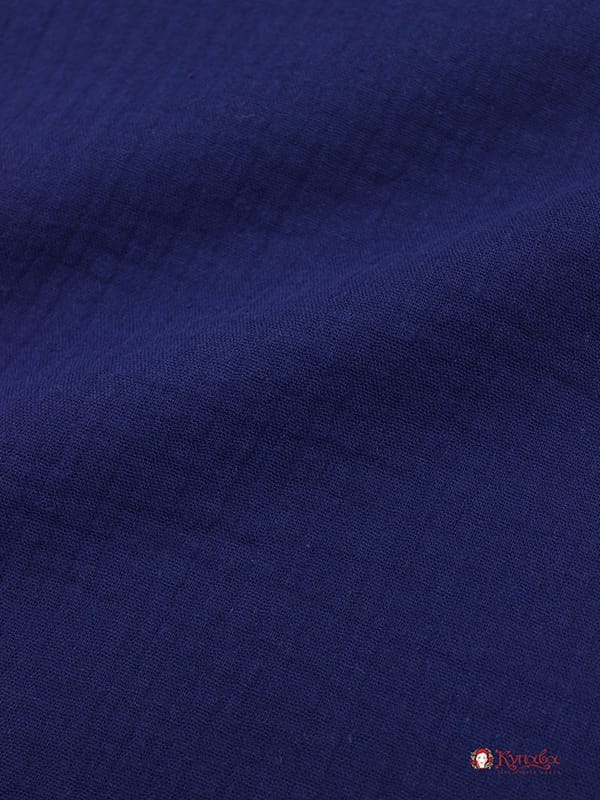 Муслин двухслойный с эффектом жатости цв.Темно-синий, СОРТ2,  ш.1.41м, хл-100%, 115гр/м.кв