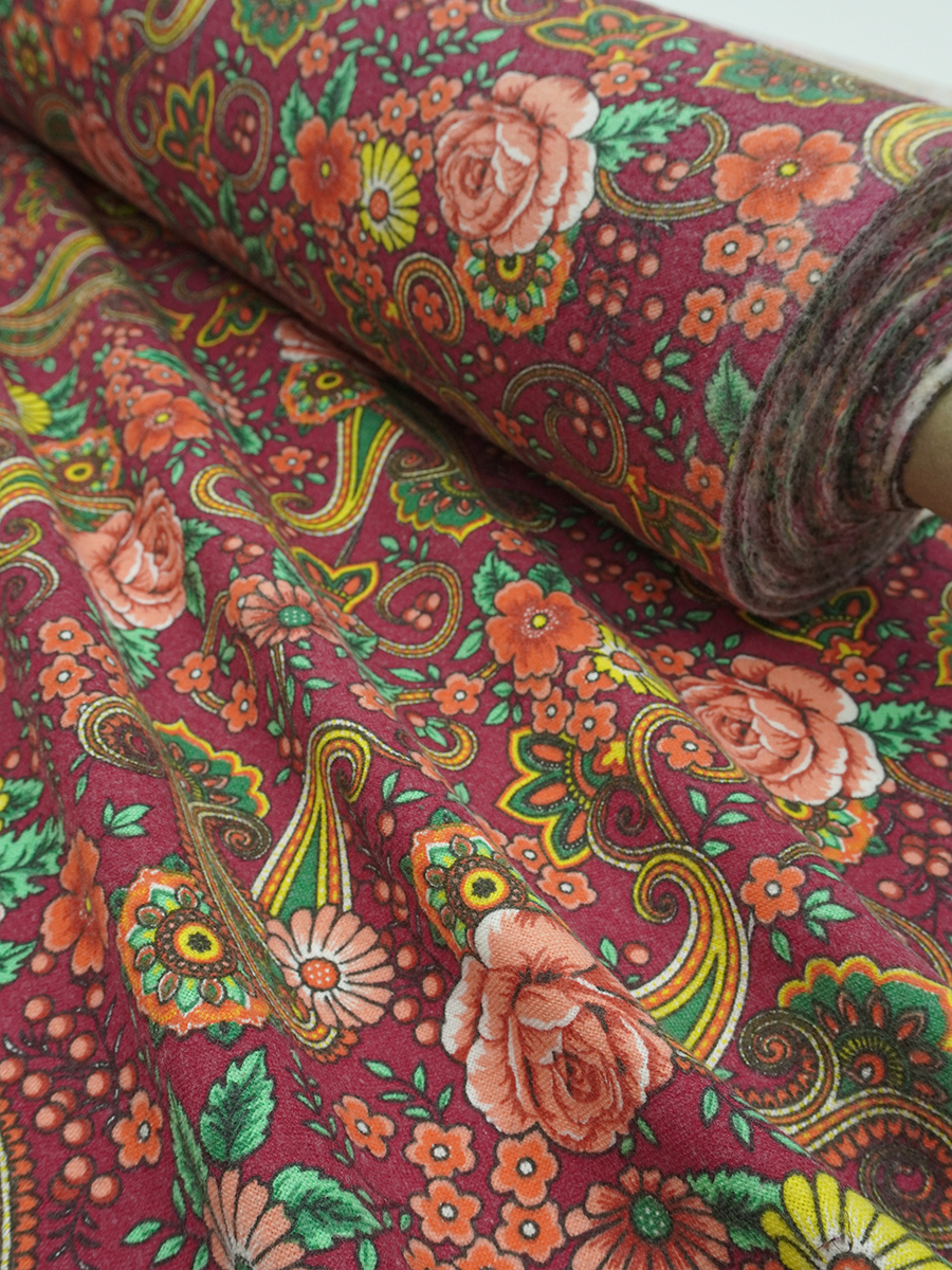 Фланель "Восточная роза" цв.винтажно-бордовый, ш.1.5м, хлопок-100%, 175гр/м.кв