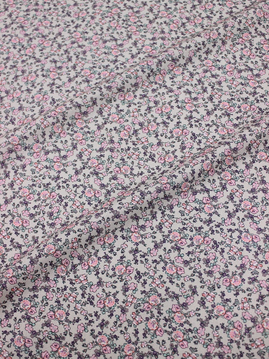 Вискоза с хлопком "Дарина (розовые цветочки)", ш.1.49м, хлопок-50%, вискоза-50%, 90гр/м.кв