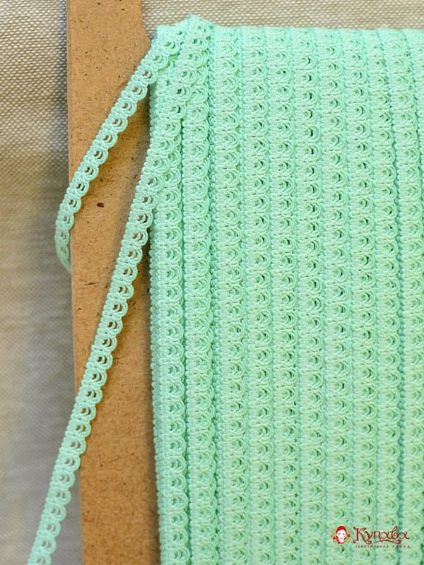 Кружево цв.яркая мята, ш.7мм, хлопок-90%, п/э-10%