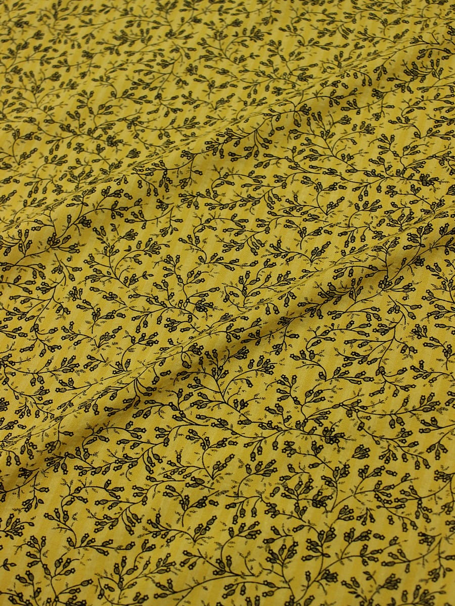 Вискоза с хлопком "Барбариски" цв.черный на золотисто-оливковом, СОРТ2, ш.1.42м, хл-70%, вискоза-30%