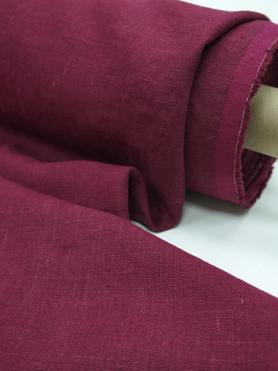 Лен костюмный с эффектом мятости цв.Спелая вишня, ш.1.45м, лен-100%, 280гр/м.кв