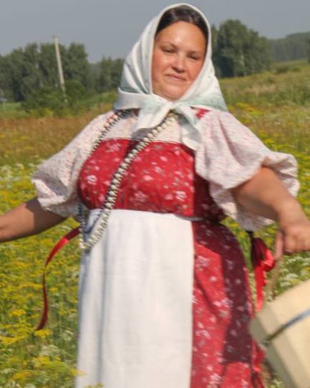 Сарафан и блуза в русском стиле из ситца