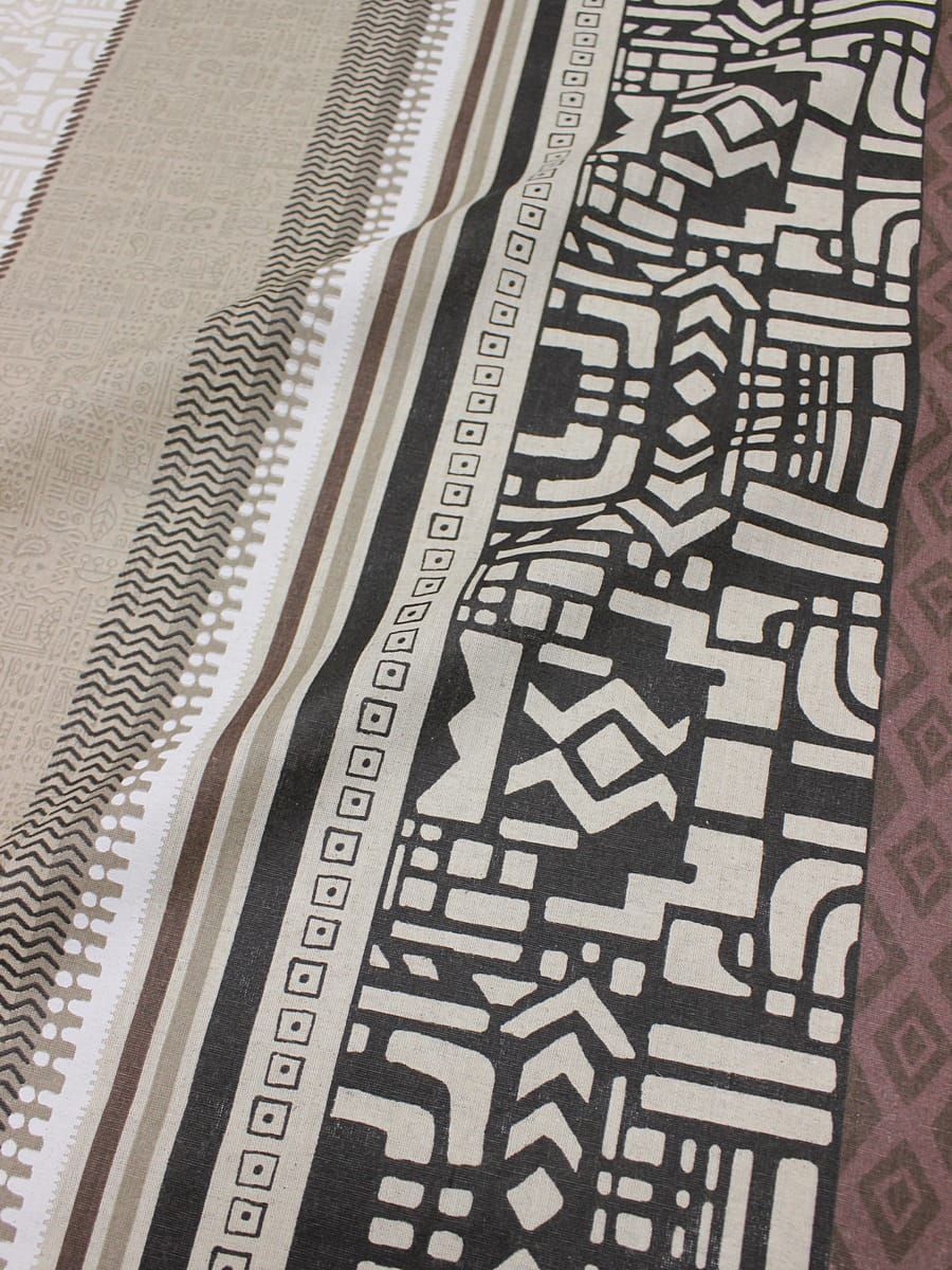 Полулен "Сахара - орнамент" цв.коричневый, (на суровом), СОРТ2, ш.1.5м, лен-30%, хл-70%, 140гр/м.кв