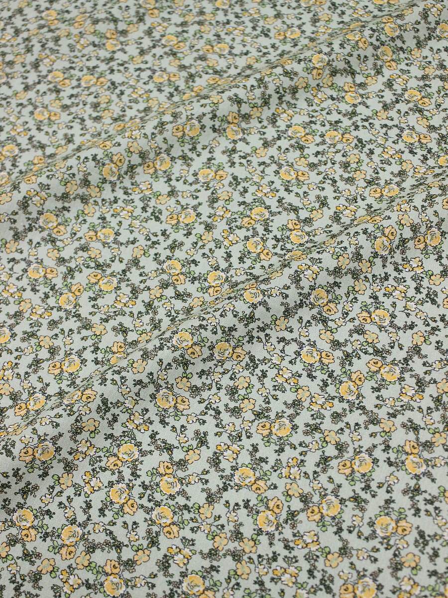Вискоза с хлопком "Дарина (желтые цветочки)", ш.1.49м, хлопок-50%, вискоза-50%, 90гр/м.кв