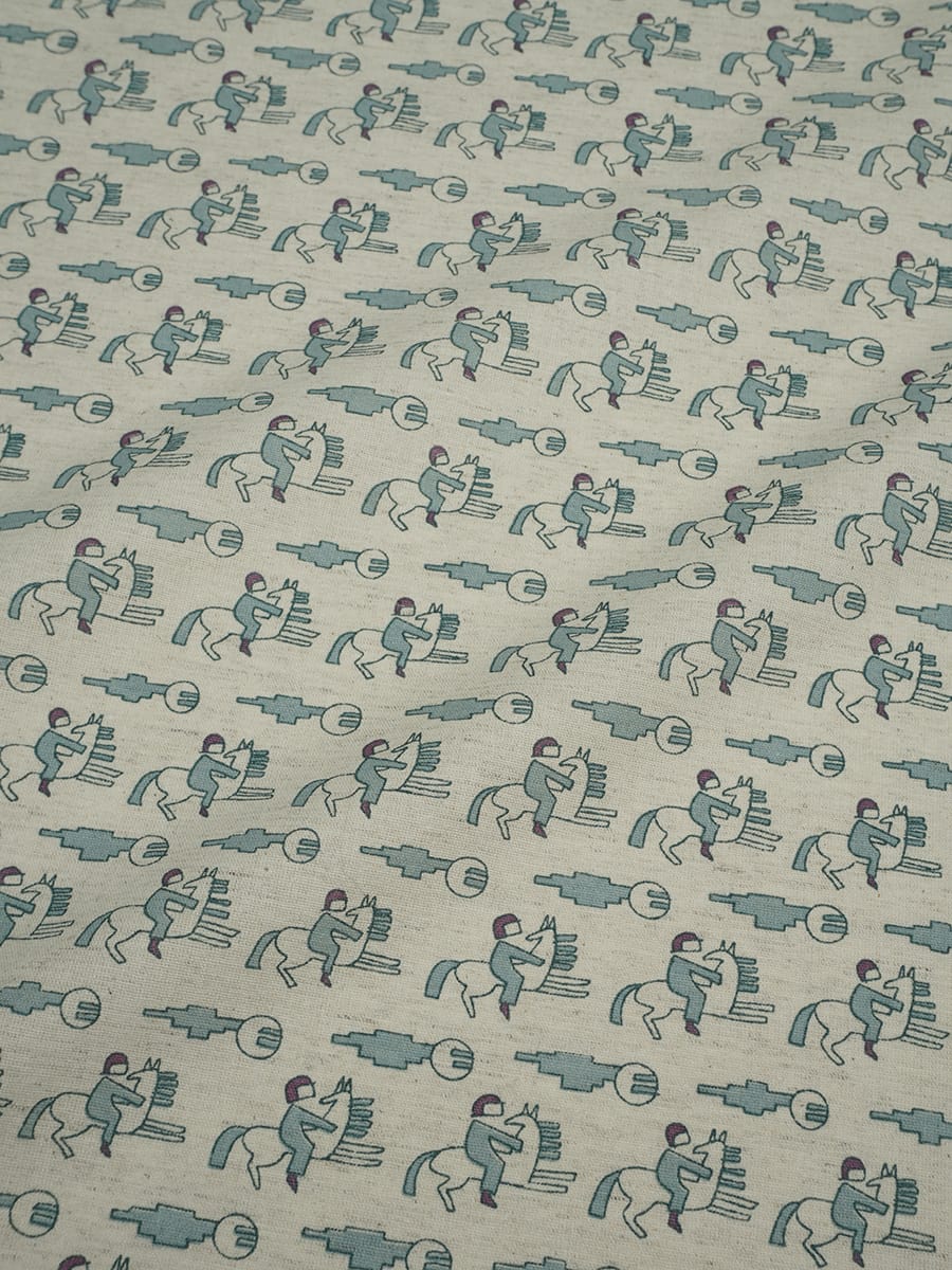 Полулен "Всадники" (на суровом),  ш.1.5м, лен-30%, хлопок-70%, 147гр/м.кв