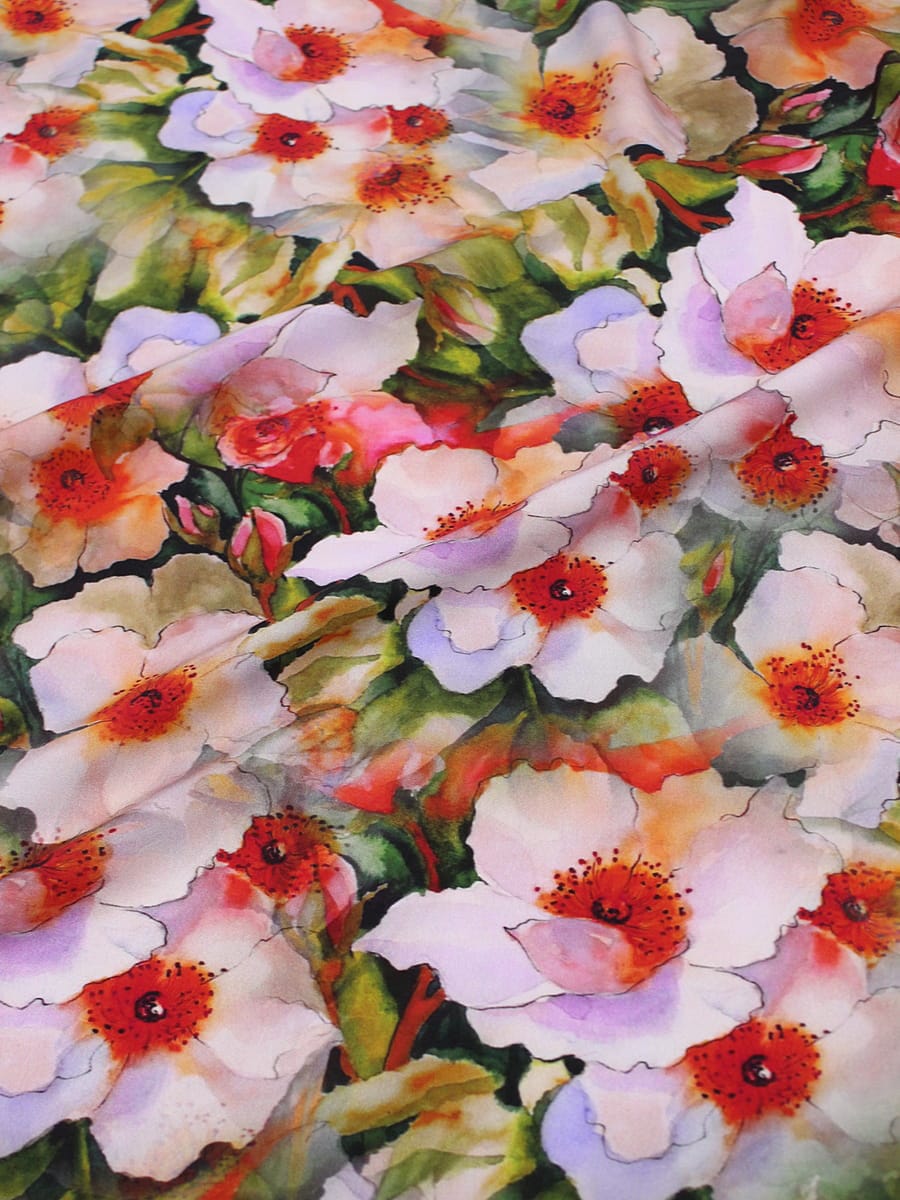 Штапель Премиум (Digital) "Урсула" цв.красный, ш.1.45м, вискоза-100%, 100гр/м.кв