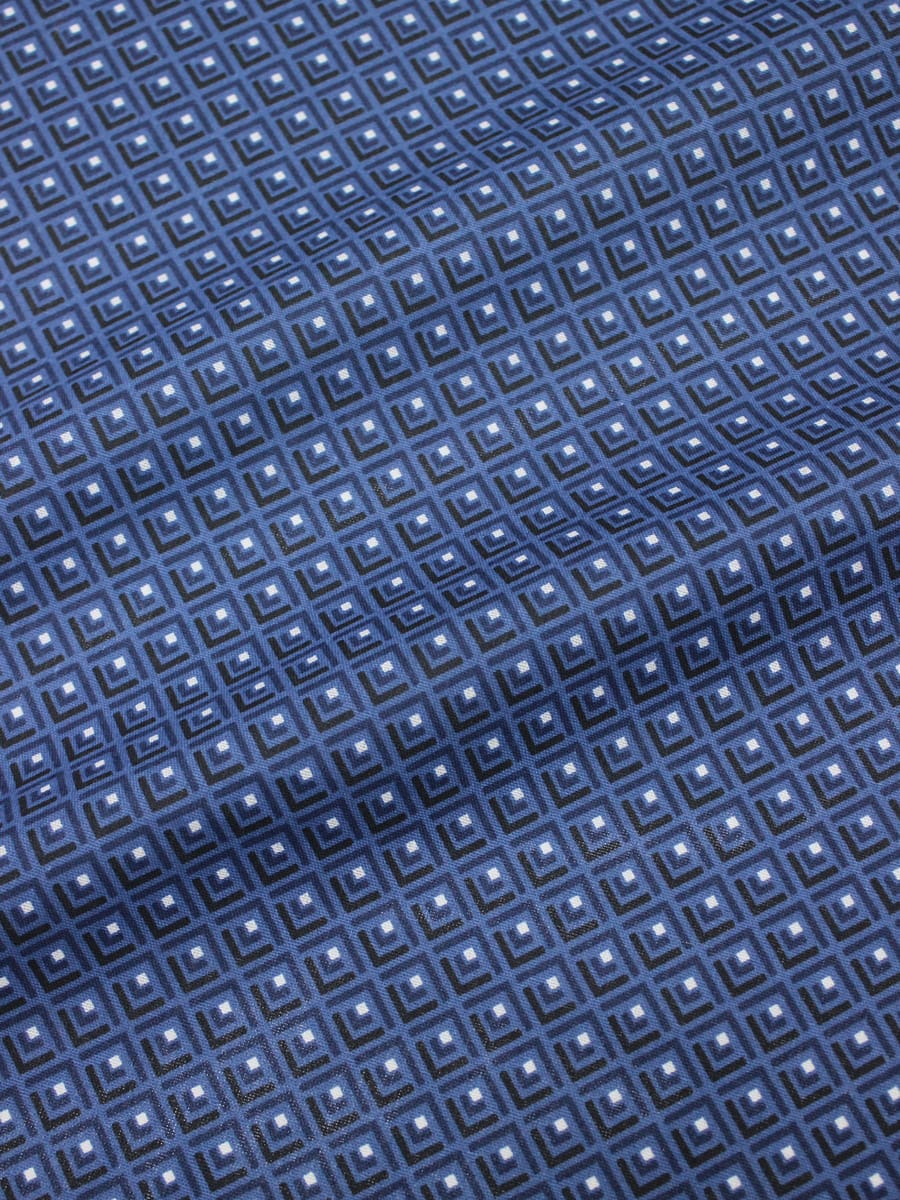 Мерный лоскут( ткань в отреезах) Бязь "Геометрия - уголки" цв.джинсовый, ш.1.5м, хлопок-100%, 120гр/м.кв