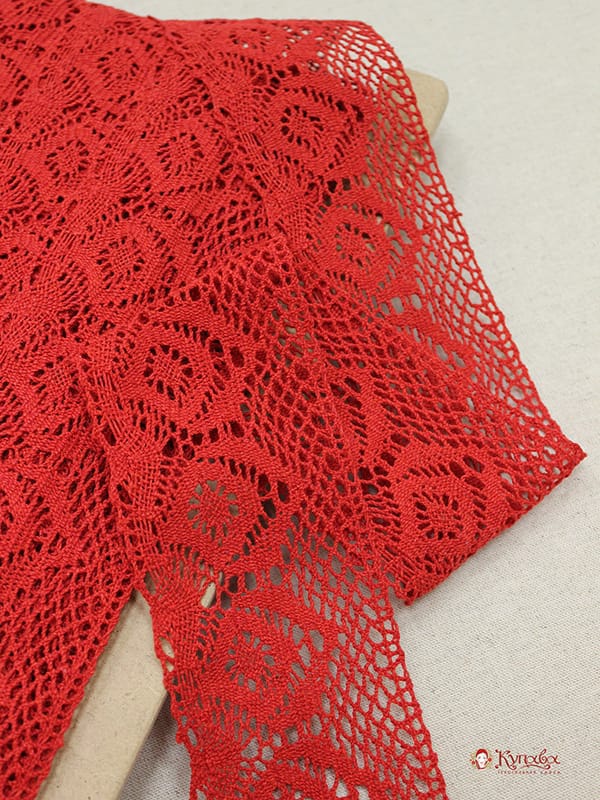 Кружево цв.красный-2, ш.73мм, хлопок-90%, п/э-10%