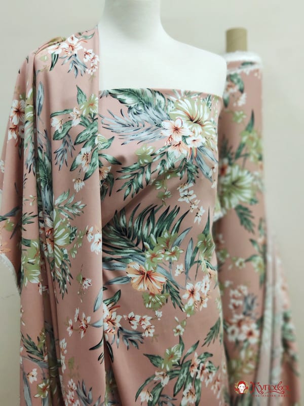 Плательная вискоза "Тропиканка" цв.пыльный розово-бежевый, ш.1.45м, вискоза-100%, 135гр/м.кв