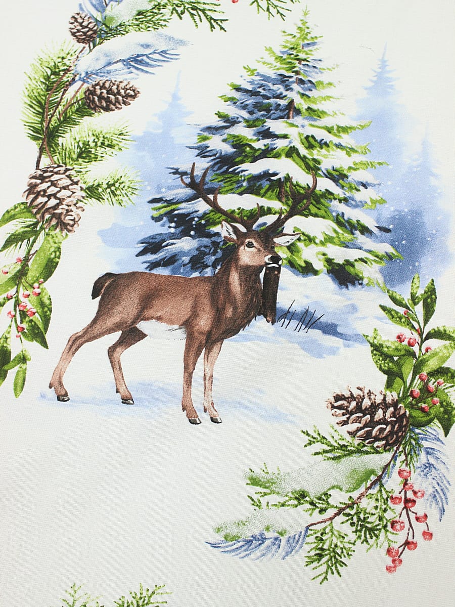 Рогожка "Олени в зимнем лесу", ш.1.5м, хлопок-100%, 150гр/м.кв, раппорт 63см