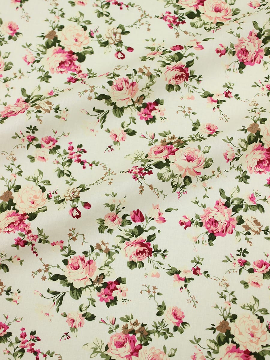 Импорт. хлопок "Большие пионы на сливочном", ш.1.5м, хлопок-100%, 100гр/м.кв