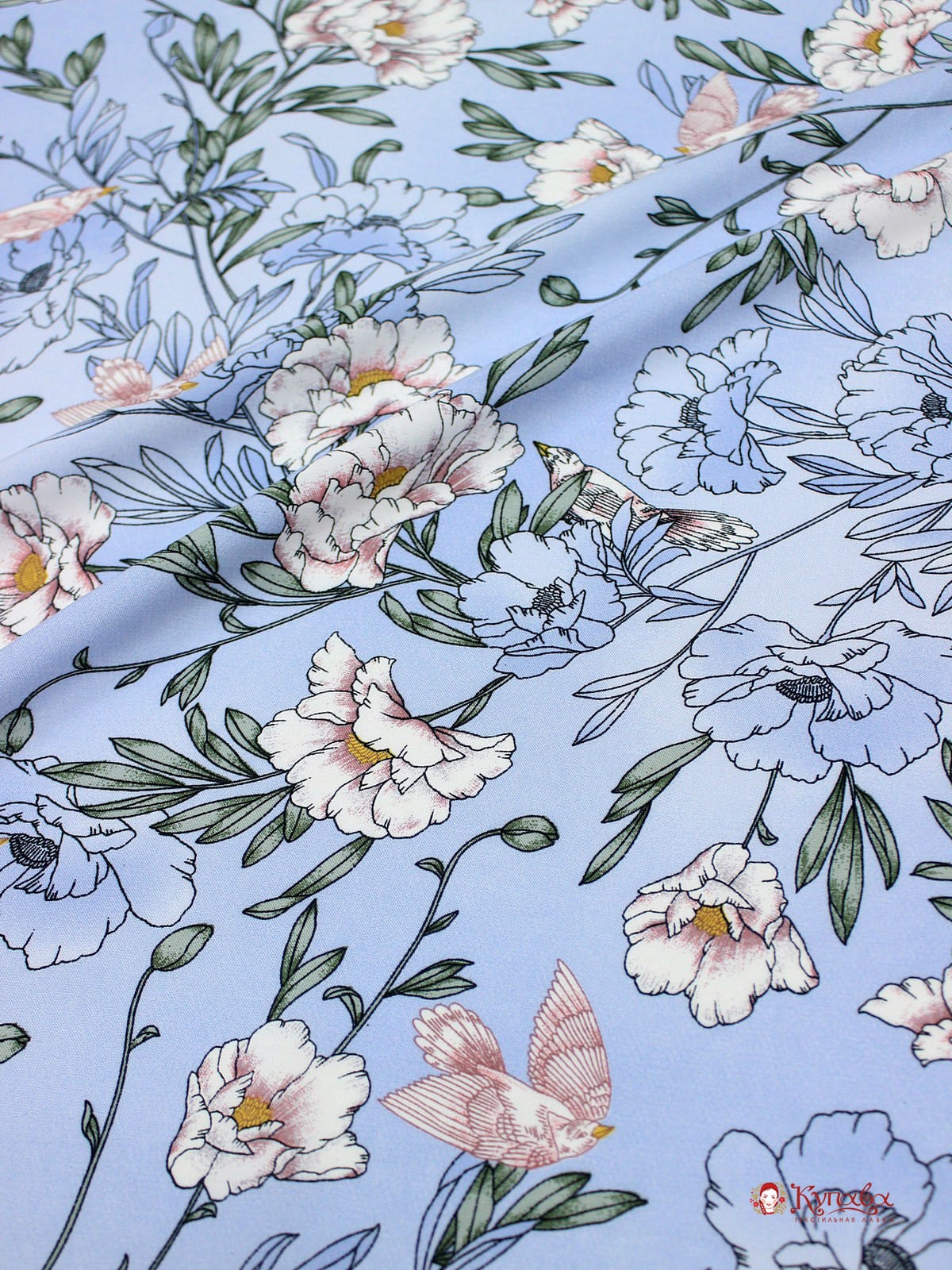 Штапель Премиум "Летний перезвон" цв.голубые сумерки, ш.1.44м, вискоза-100%, 100гр/м.кв