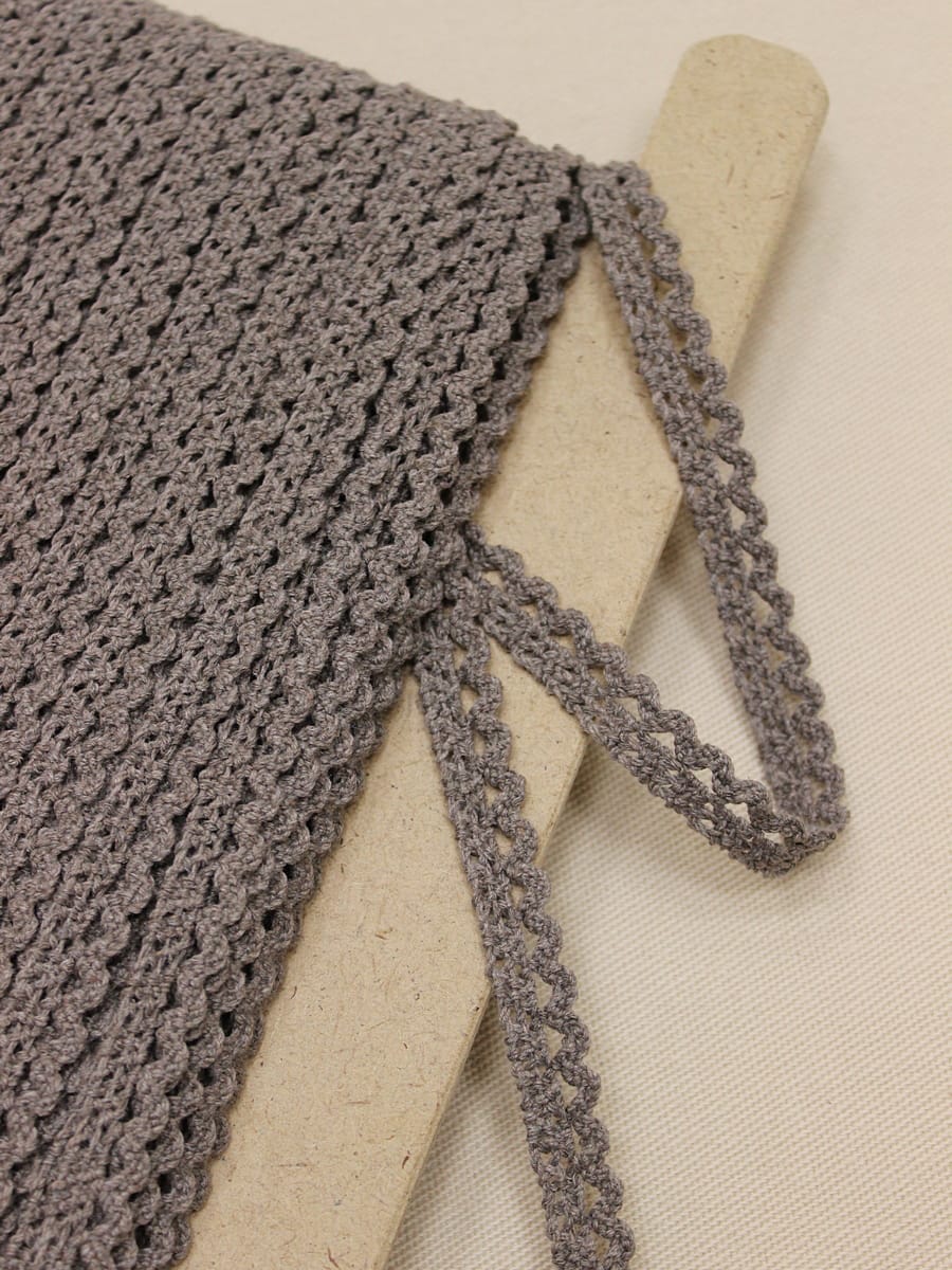 Кружево цв.винтажный кофейно-серый, ш.12мм, хлопок-90%, п/э-10%