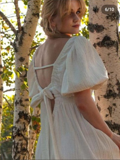 Платье из двухслойного муслина с эффектом жатости "Аленушка"