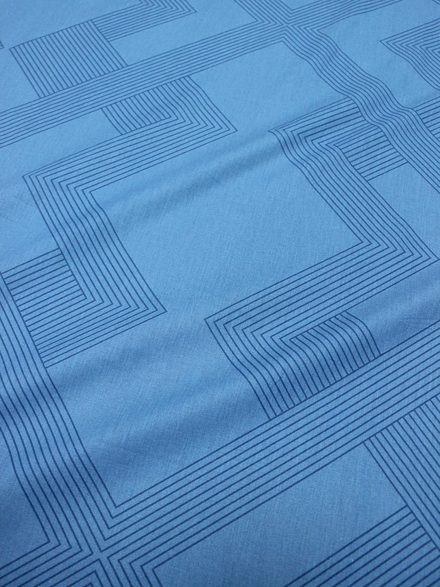 Перкаль "Бьёрн-узкий орнамент" цв.т.голубой винтаж, СОРТ2, ш.2.2м, хлопок-100%, 110гр/м.кв