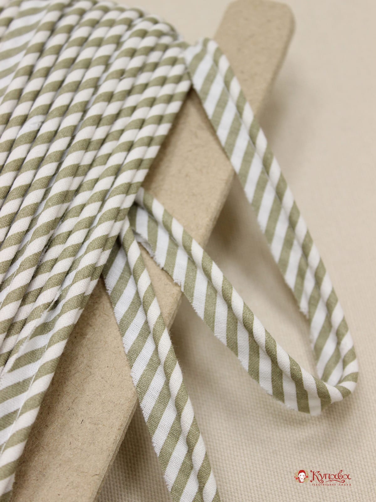 Кант отделочный (широкая полоска) цв.оливково-серый, ш.15мм/5мм, хлопок-100%
