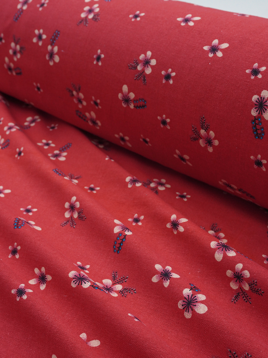 Хлопколен "Марта" цв.красный, СОРТ2, ш.1.5м, лен-20%, хлопок-80%, 145гр/м.кв