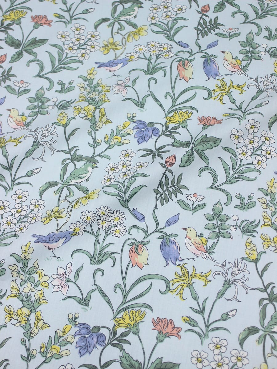 Сатин "Летняя песня" цв.голубой, ш.1.60м, хлопок-100%, 110гр/м.кв