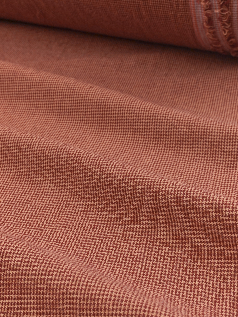 Вареный (стираный) хлопок "Микроклетка" цв.бордовый/бежевый, ш.2.5м, хл-100%, 110гр/кв.м